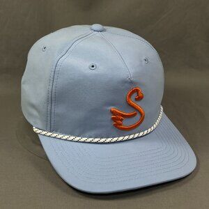 Swannies Golf Snapback Hat Blue Golfer Swan Brewer Rope Retro Adjustable Mens